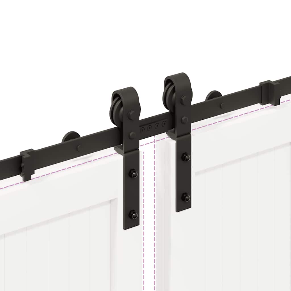 Kit di Binari per Porte Scorrevoli 366 cm Acciaio Nero