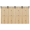Kit di Binari per Porte Scorrevoli 366 cm Acciaio Nero