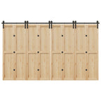 Kit di Binari per Porte Scorrevoli 366 cm Acciaio Nero