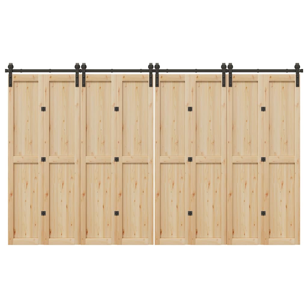Kit di Binari per Porte Scorrevoli 366 cm Acciaio Nero