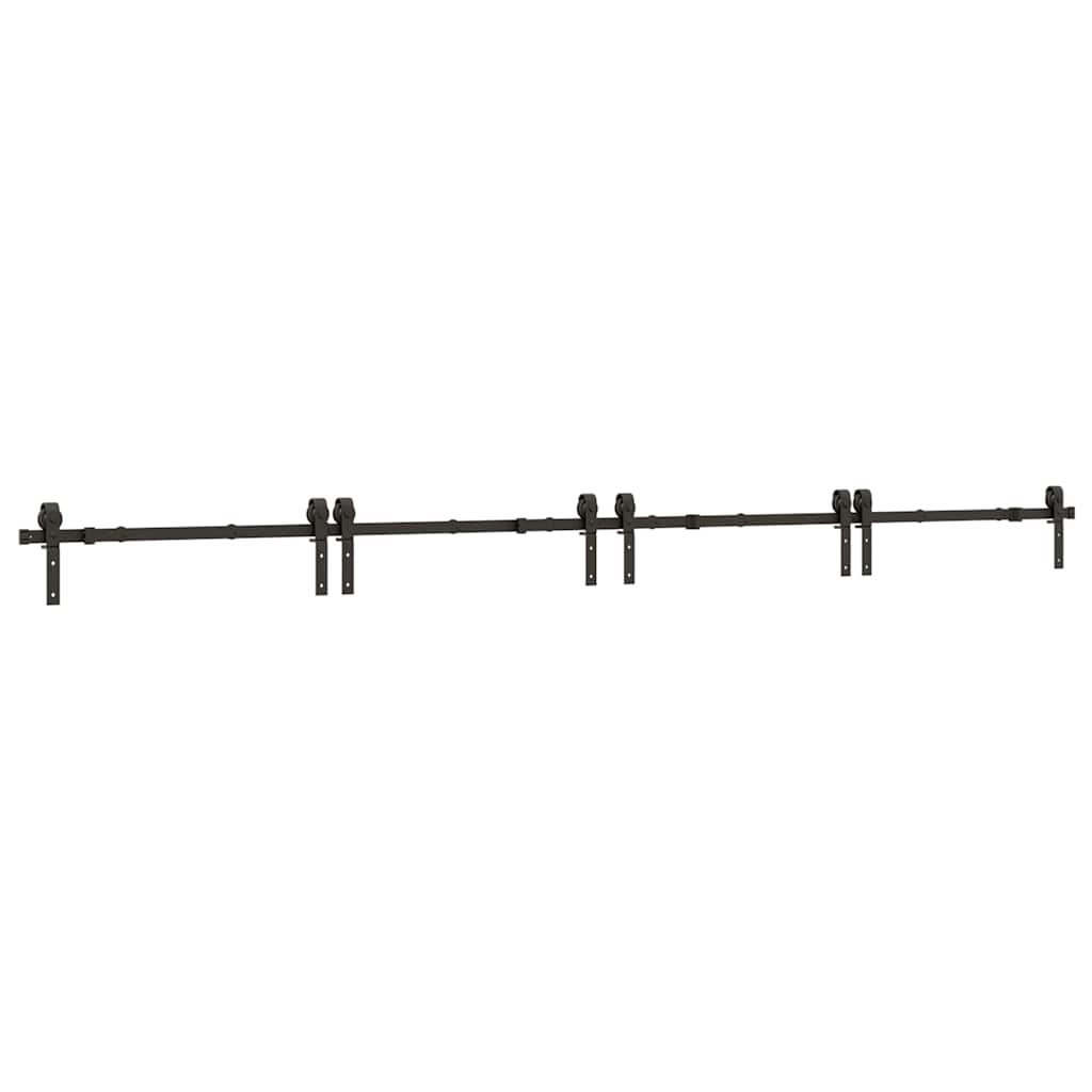 Kit di Binari per Porte Scorrevoli 400 cm Acciaio Nero