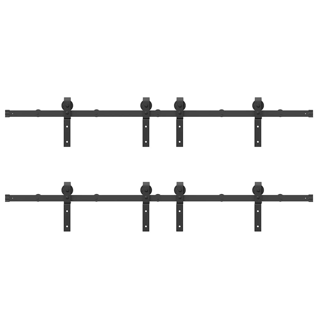 Kit di Binari per Porte Scorrevoli 400 cm Acciaio Nero