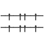 Kit di Binari per Porte Scorrevoli 400 cm Acciaio Nero