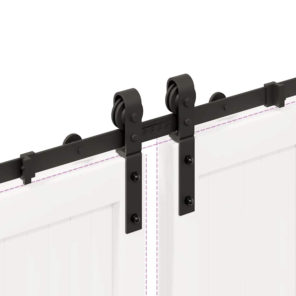 Kit di Binari per Porte Scorrevoli 400 cm Acciaio Nero