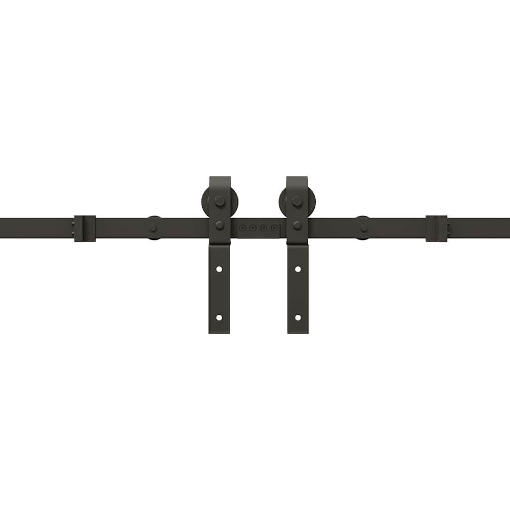 Kit di Binari per Porte Scorrevoli 400 cm Acciaio Nero