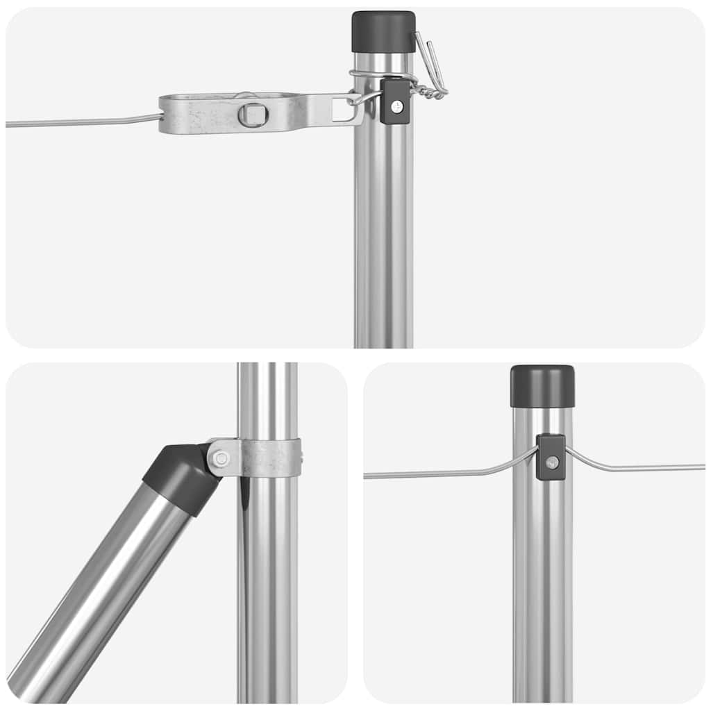 Palo per recinzione interrato in acciaio zincato verniciato Argento 3,2 x 80 cm - Set 52 pezzi