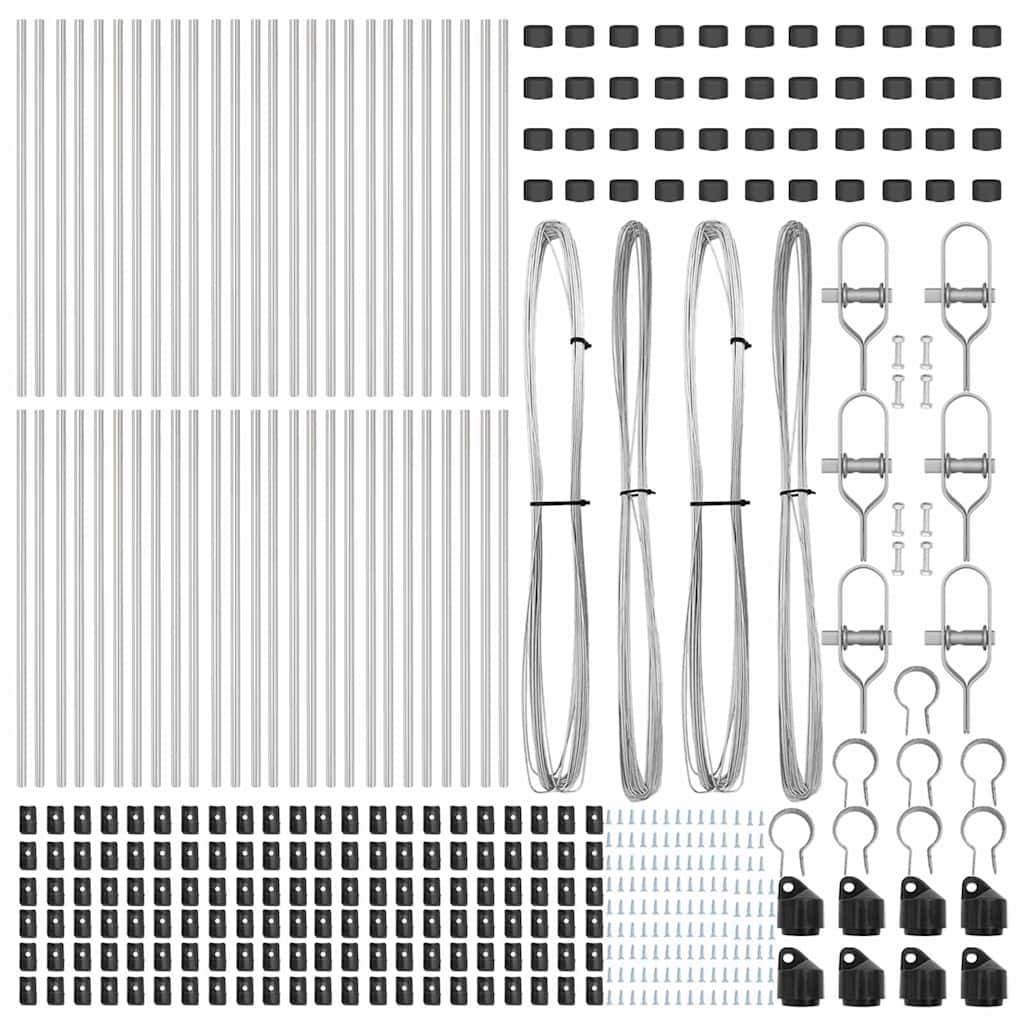 Palo per recinzione interrato in acciaio zincato verniciato Argento 3,2 x 80 cm - Set 52 pezzi