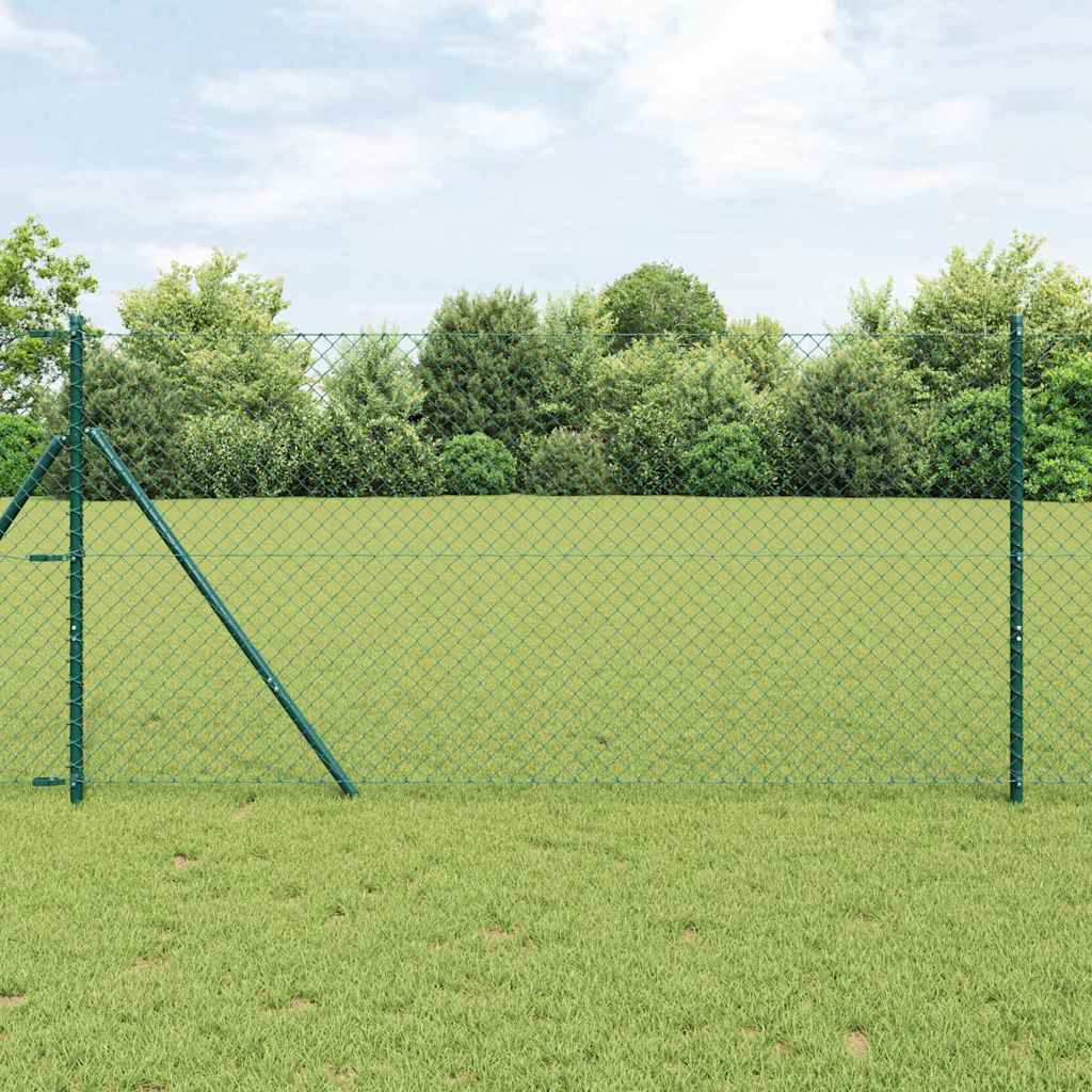 Recinzione metallica saldata in acciaio PVC verde 25x1 m con 13 pali