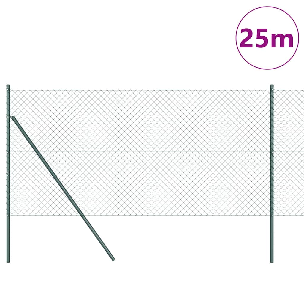 Recinzione metallica saldata in acciaio PVC verde 25x1 m con 13 pali