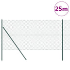 Recinzione metallica saldata in acciaio PVC verde 25x1 m con 13 pali