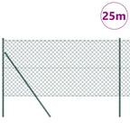 Recinzione metallica saldata in rete 25 x 1,2 m con pali acciaio PVC verde