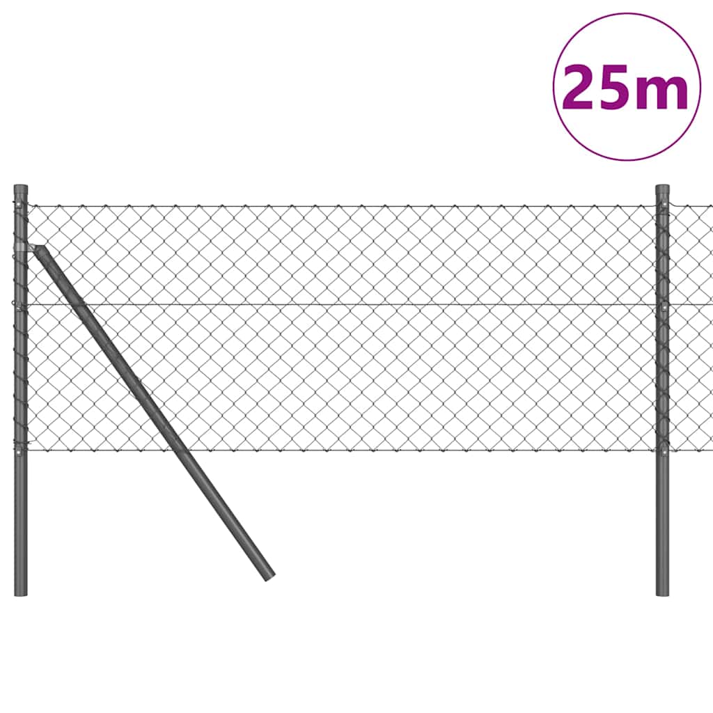 Recinzione metallica saldata in rete 25x0,6 m con pali - Acciaio rivestito PVC grigio
