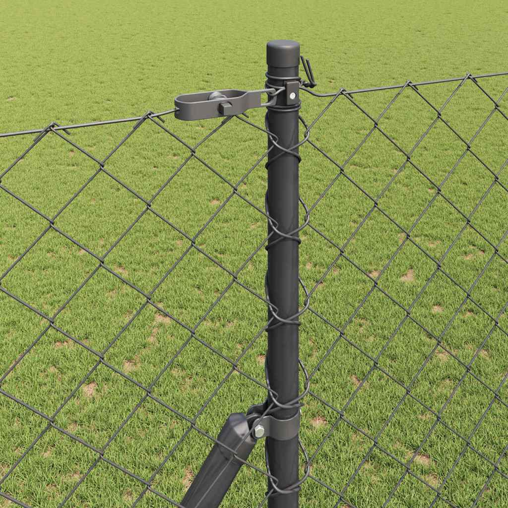Recinzione metallica saldata 25 x 1,6 m con 13 pali - Acciaio rivestito PVC grigio