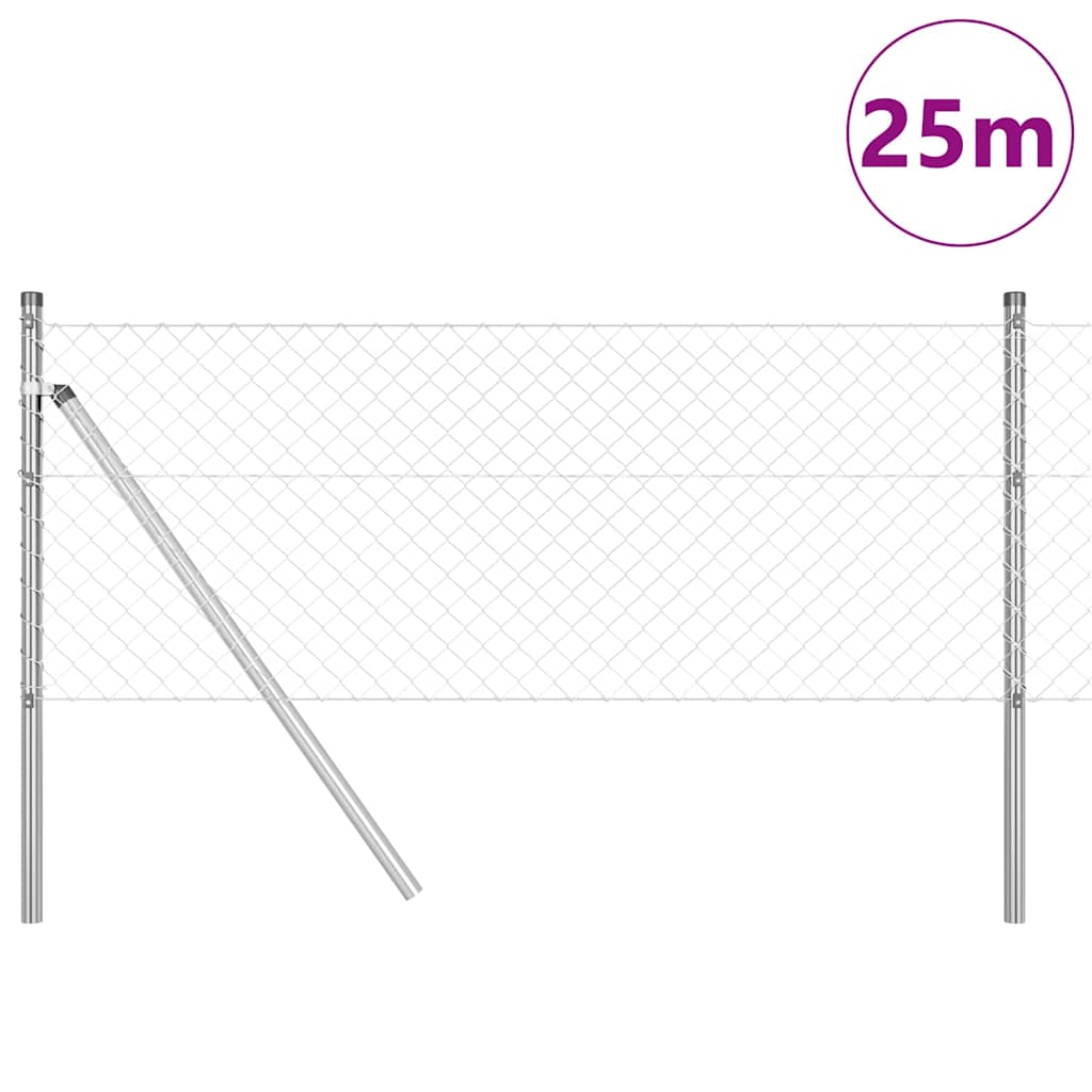 Recinzione metallica saldata in rete 25 x 0,8 m con pali in acciaio zincato
