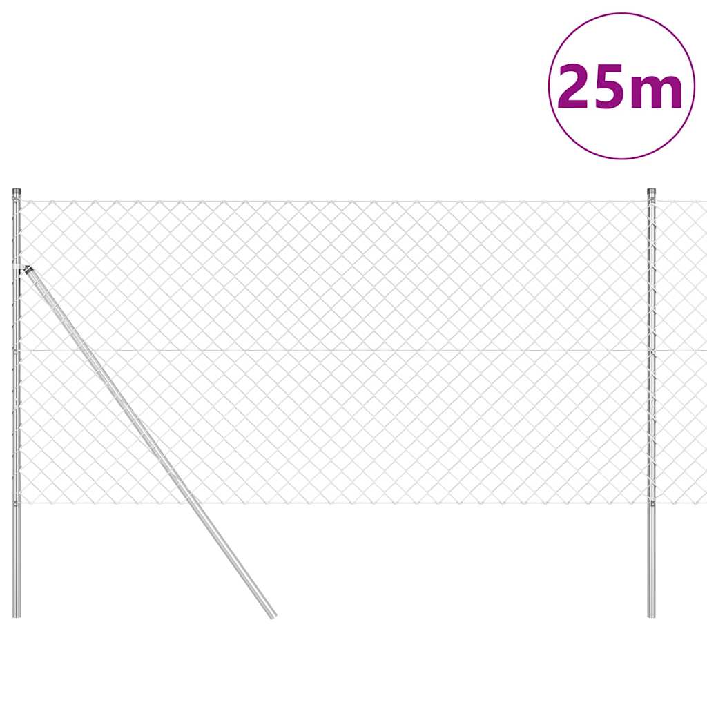 Recinzione metallica saldata in acciaio zincato 25 x 1,2 m con 13 pali
