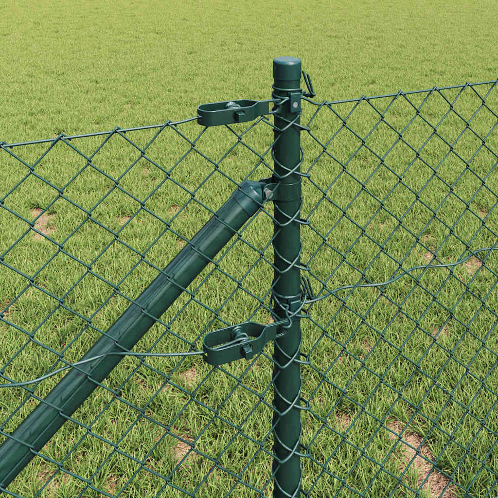Recinzione in rete saldata verde 10 x 0,6 m con pali in acciaio rivestito PVC