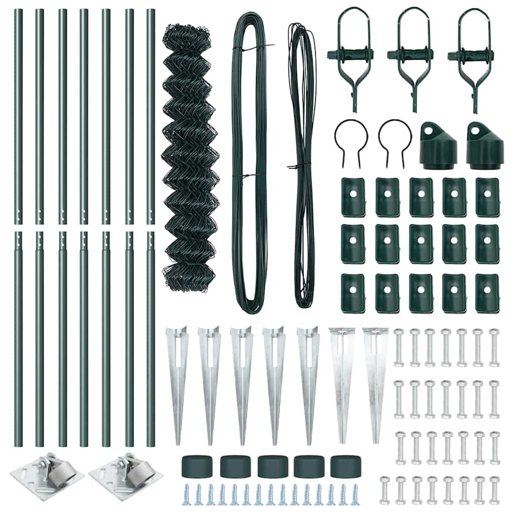 Recinzione in rete saldata con punte 10 x 1,4 m - Acciaio rivestito PVC verde