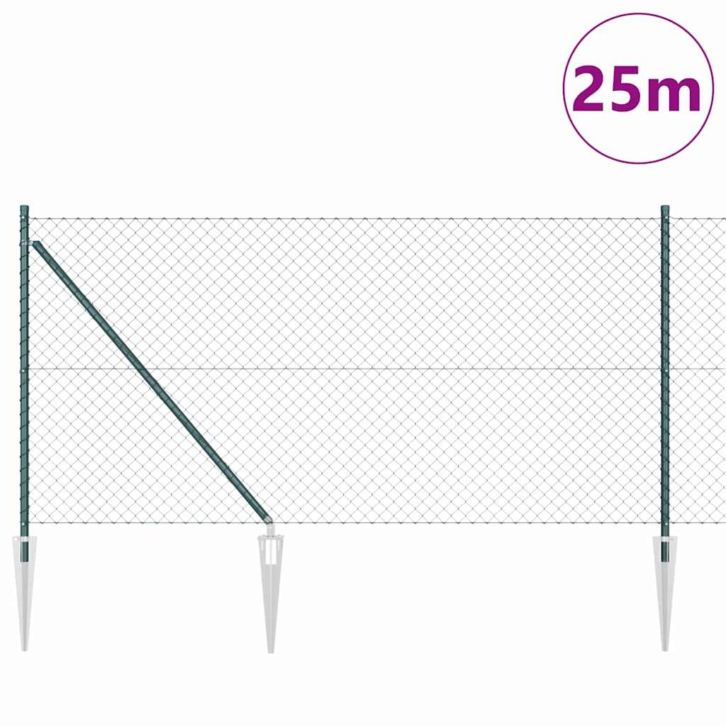 Recinzione in rete saldata con punte 25 x 1 m - Acciaio rivestito PVC verde