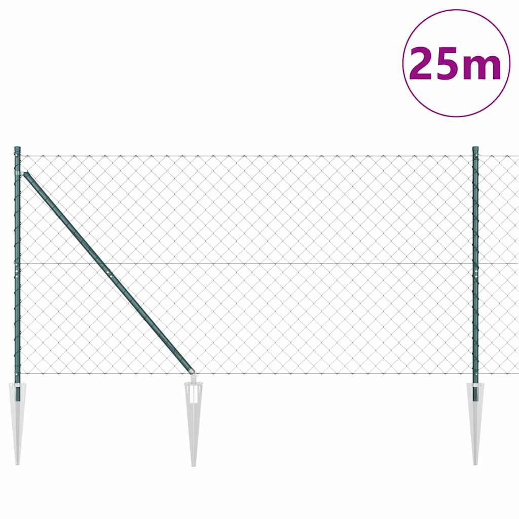 Recinzione in rete saldata 25 x 1 m con pali in acciaio rivestito PVC