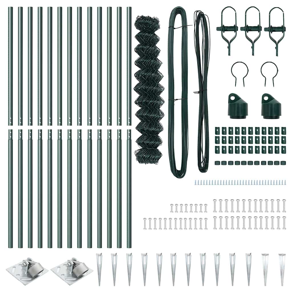 Recinzione in rete saldata con punte 25 x 1,4 m - Acciaio rivestito PVC verde