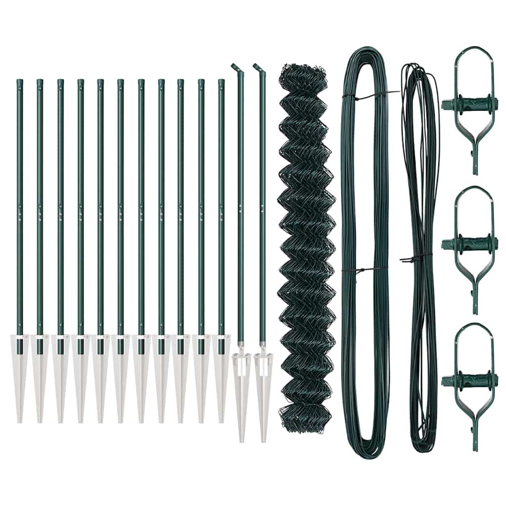 Recinzione in rete saldata con punte 25 x 1,5 m - Acciaio rivestito PVC verde