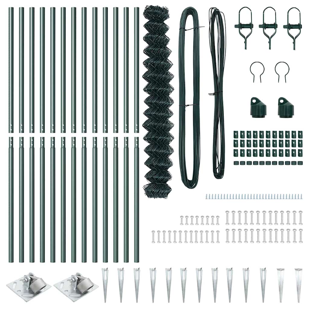 Recinzione in rete saldata con punte 25 x 1,5 m - Acciaio rivestito PVC verde