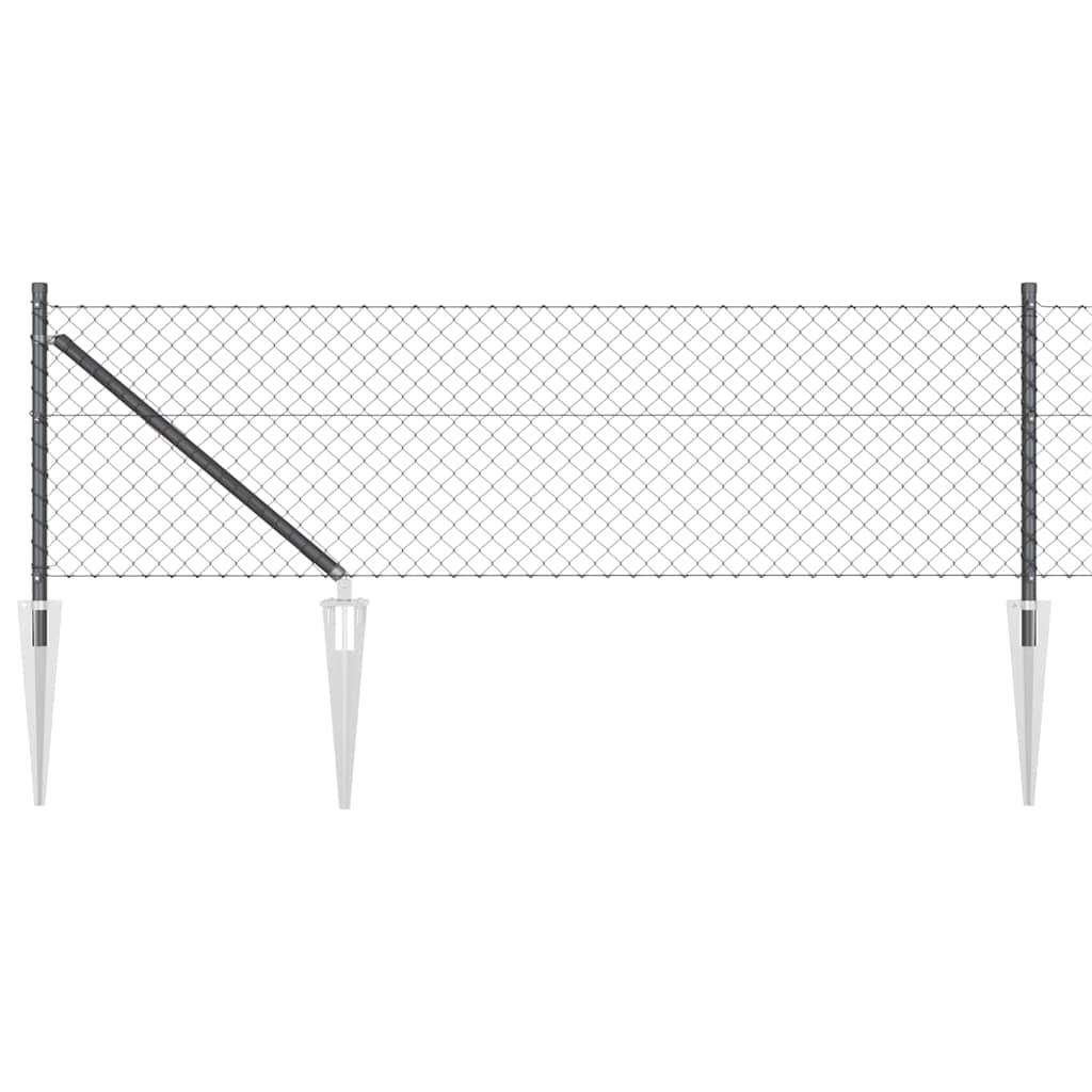 Recinzione in rete saldata con punte 10 x 0,4 m - Acciaio rivestito PVC grigio