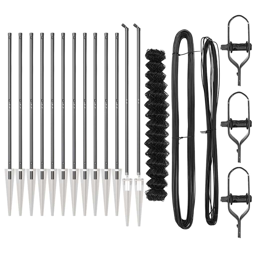 Recinzione in rete saldata 25 x 1,5 m con pali in acciaio rivestito PVC