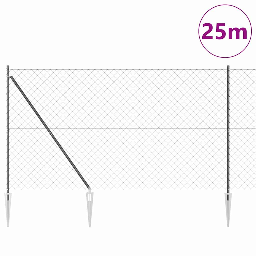 Recinzione in rete saldata 25 x 1,5 m con pali in acciaio rivestito PVC