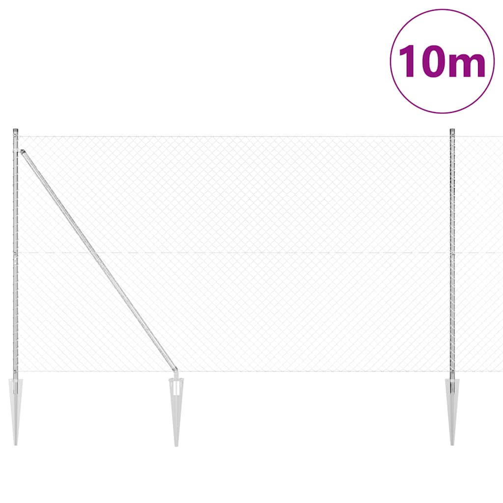 Recinzione in rete saldata zincata 10 x 1,6 m con pali e punte