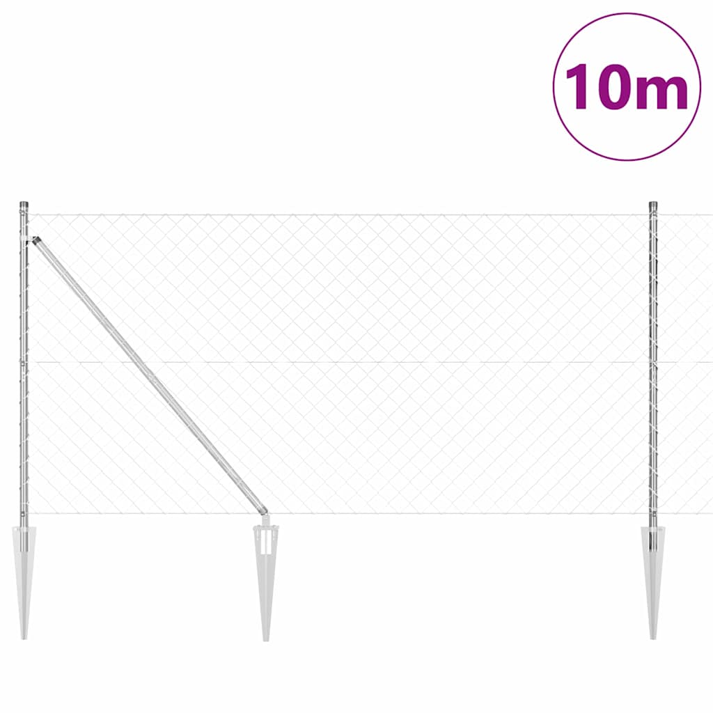 Recinzione in rete saldata zincata 10 x 1,2 m con pali e picchetti