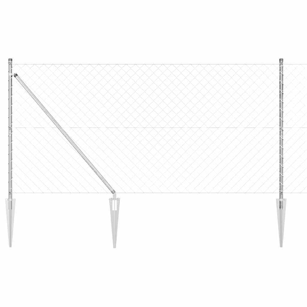 Recinzione in rete saldata zincata 10 x 1,4 m con pali in acciaio