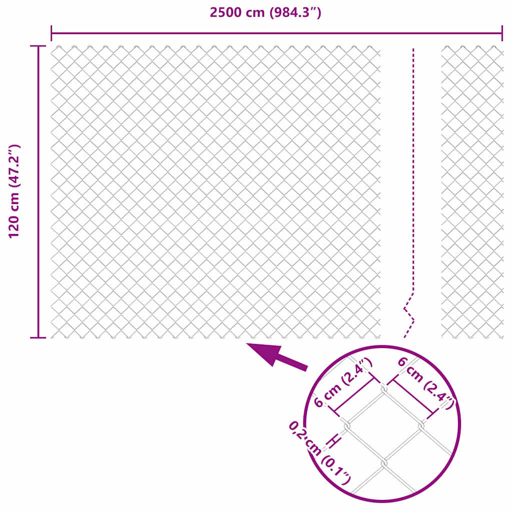 Recinzione in rete saldata con punte 25 x 1,2 m