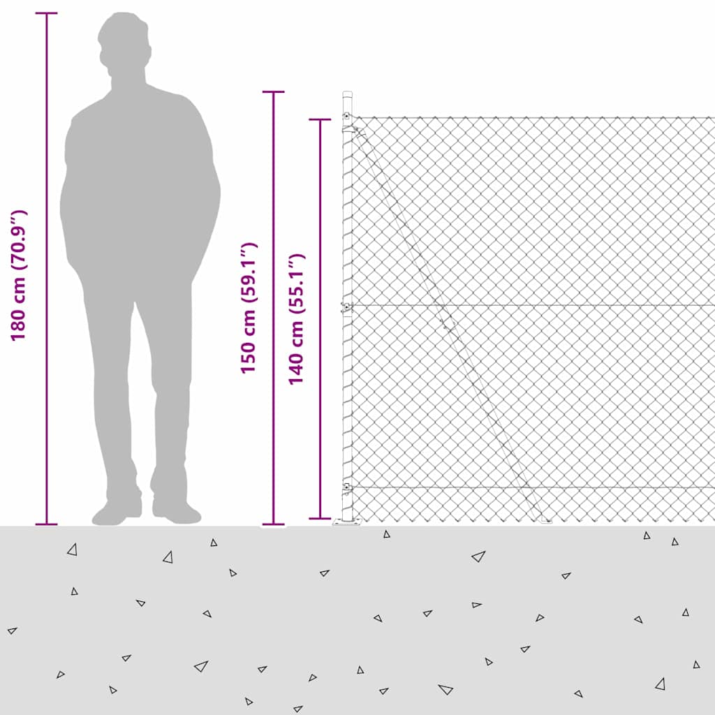 Recinzione Metallica Elettrosaldata 10x1,4m con Pali e Base in Cemento