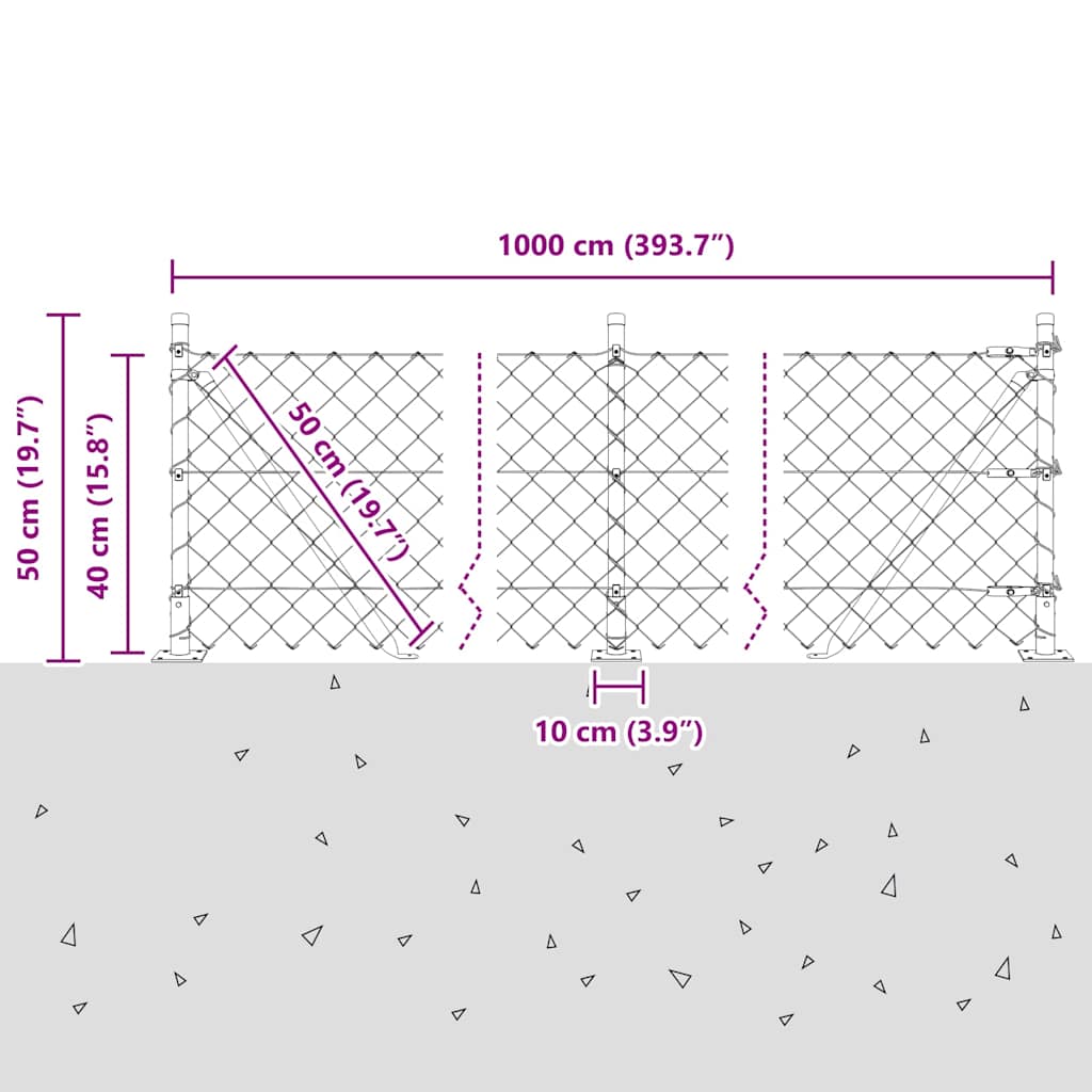Recinzione Metallica Saldata con Base in Cemento - 10 x 0,4 m
