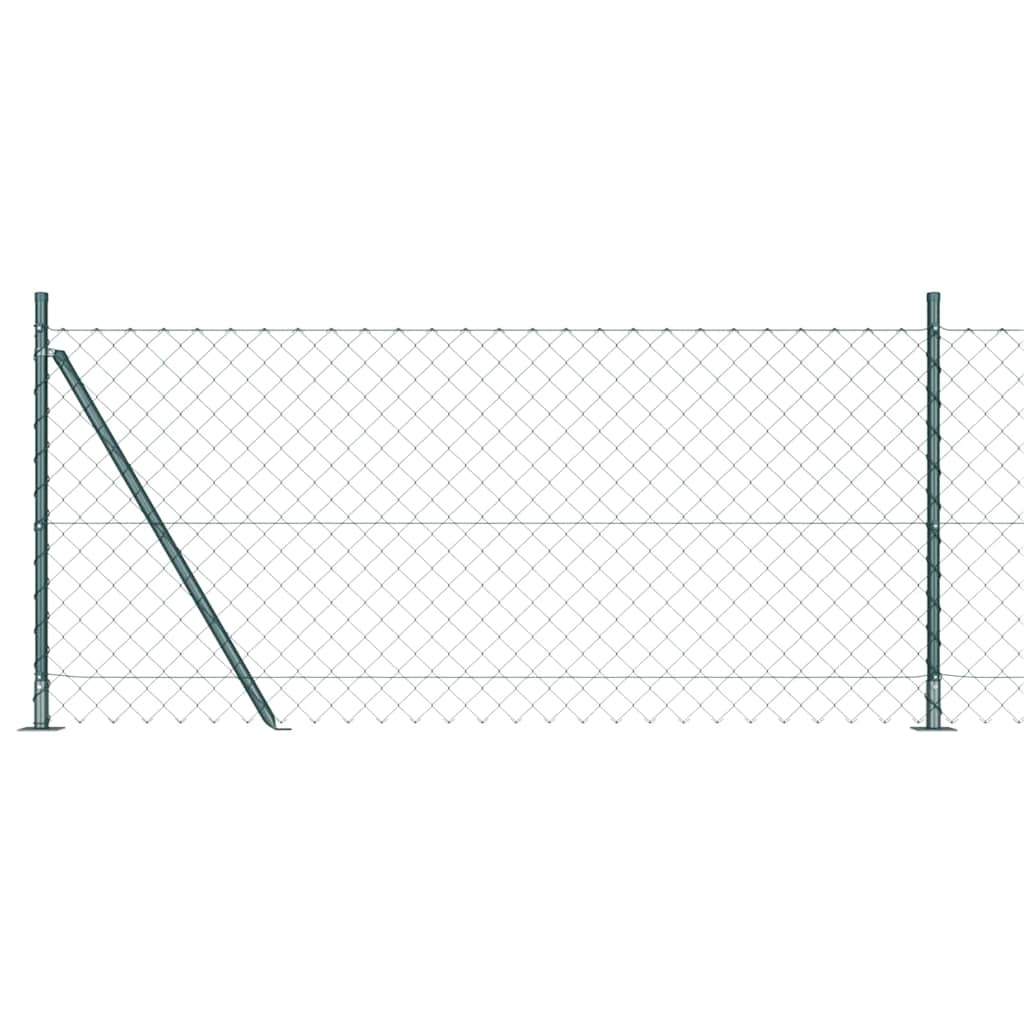 Recinzione Metallica Saldata 10x1 m con Pali e Base in Cemento - Verde
