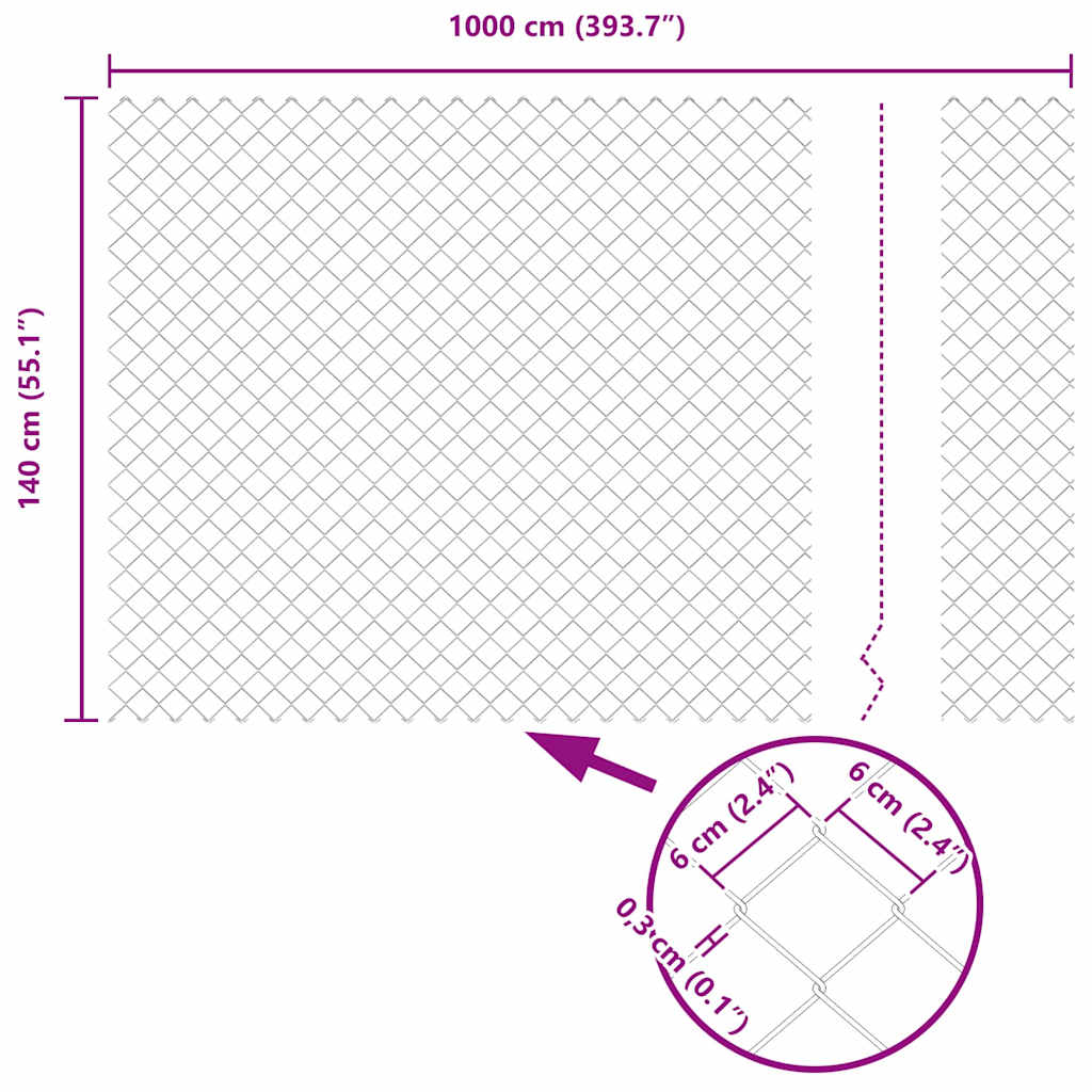 Recinzione Metallica Elettrosaldata con Pali e Base in Cemento 10x1,4 m