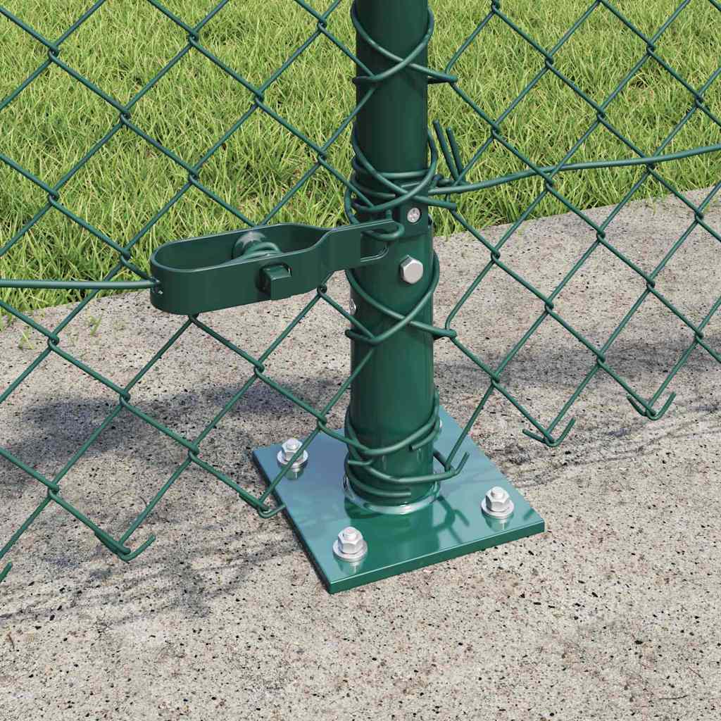 Recinzione Metallica Saldata in Acciaio PVC Verde 25x0,4 m con Base in Cemento