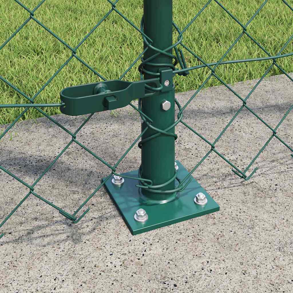 Recinzione Metallica Saldata con Pali e Base in Cemento 25 x 1,4 m - Verde