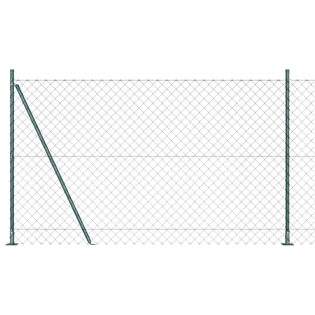 Recinzione Metallica Saldata con Pali e Base in Cemento 25 x 1,4 m - Verde