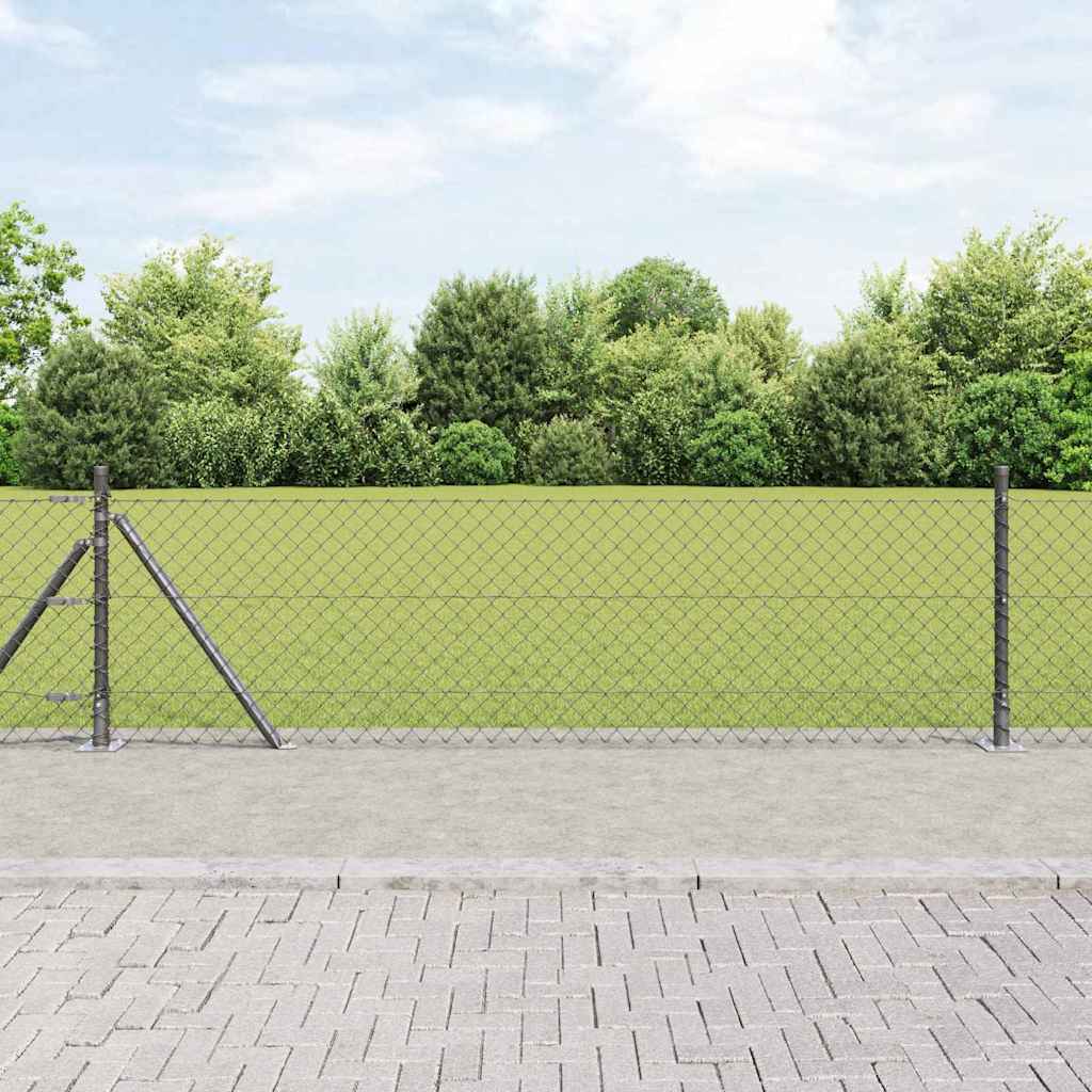 Recinzione Metallica Saldato 25 x 0,6 m con Base in Cemento e Paletti
