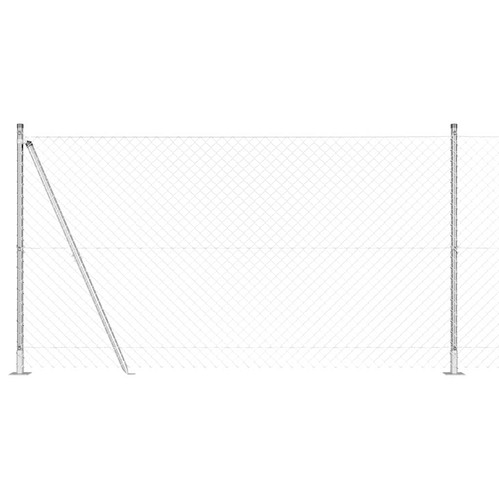Recinzione Metallica Saldata Zincata con Pali e Base in Cemento 10 x 1,2 m