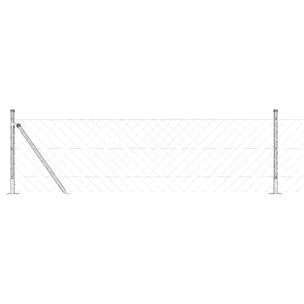 Recinzione Metallica Saldato 10 x 0,6 m con Pali e Base in Cemento
