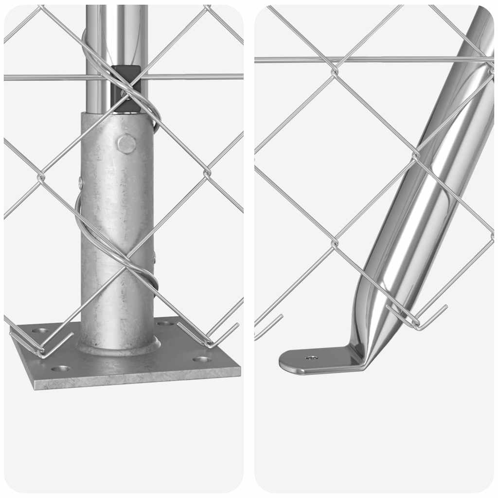 Recinzione Metallica Elettrosaldata 10x1,4 m con Pali e Base in Cemento