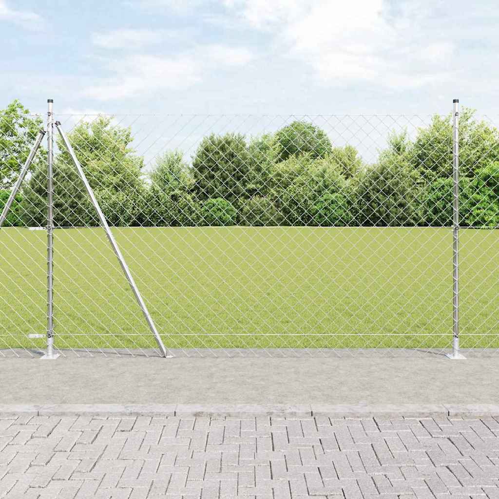 Recinzione Metallica Elettrosaldata 10x1,4 m con Pali e Base in Cemento