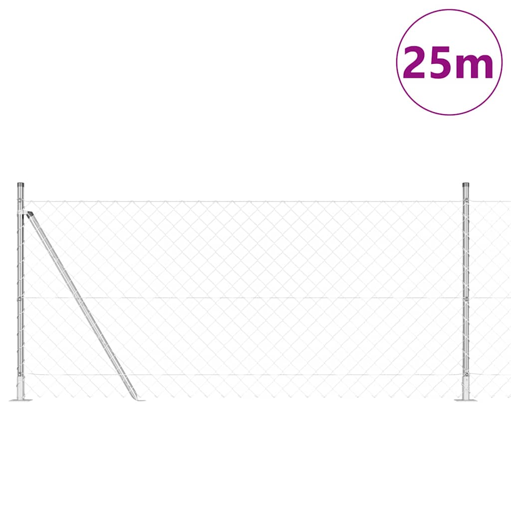 Recinzione Metallica Saldata 25 x 0,8 m con Pali e Base in Cemento