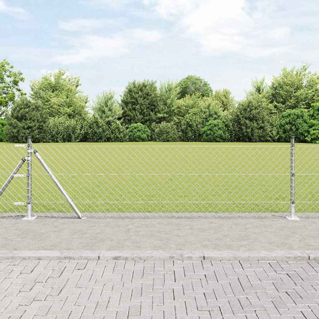 Recinzione Metallica Saldata 25 x 0,4 m con Pali e Base in Cemento