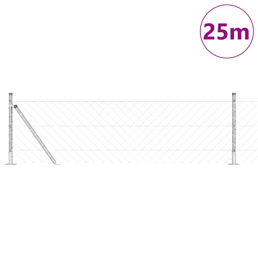 Recinzione Metallica Saldata 25 x 0,4 m con Pali e Base in Cemento