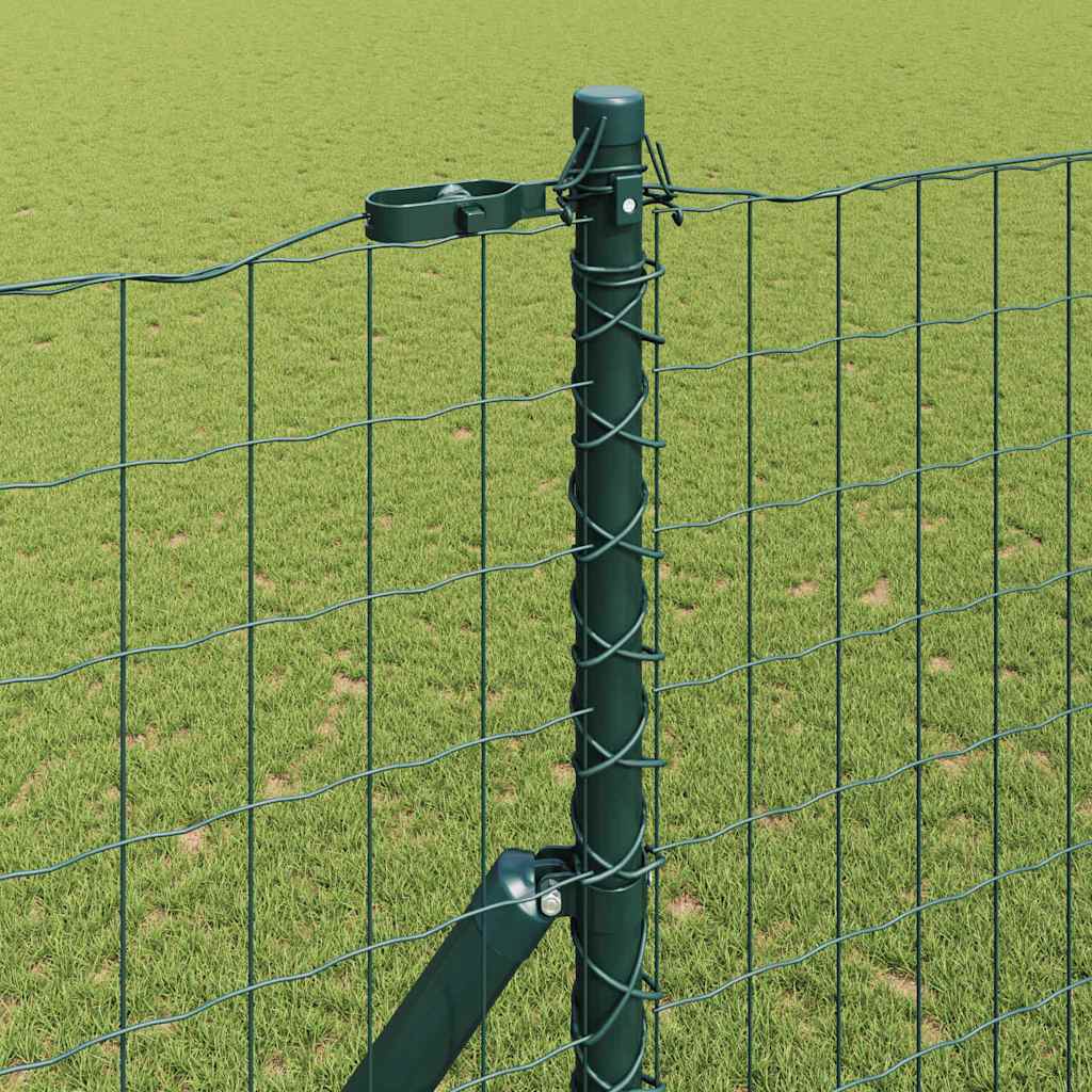 Recinzione metallica saldata in acciaio e PVC verde 10x1,6 m con pali per fissaggio a terra
