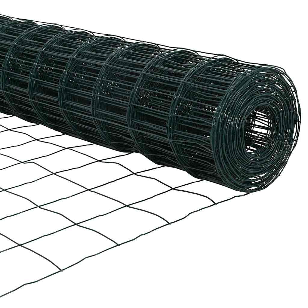 Recinzione metallica saldata verde 10 x 0,6 m con pali per fissaggio a terra